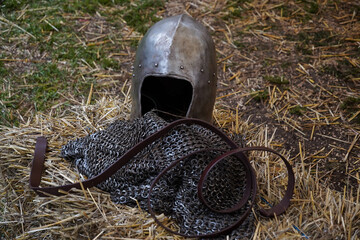 Medieval Knight`s helmet and armour  