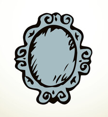 Framed mirror. Vector drawing icon