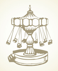 Attraction carousel. Vector doodle symbol