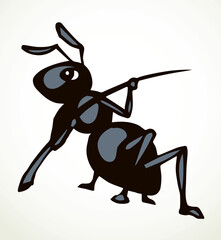 The ant is pulling a needle. Vector drawing