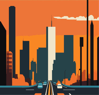 City Buildings Silhouette Style Vector