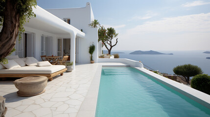 Traditional mediterranean white house with pool