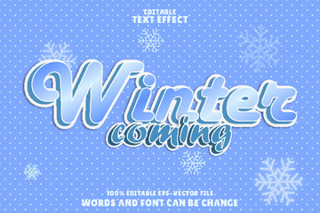 Fototapeta na wymiar winter coming editable text effect emboss modern style
