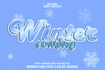 winter coming editable text effect emboss modern style