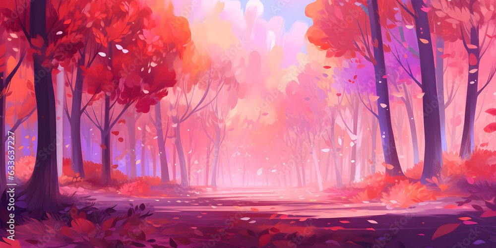 Sticker Forest background illustration with pastel colors