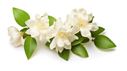 Close up beautiful Jasmine flower isolated on white background with copy space.