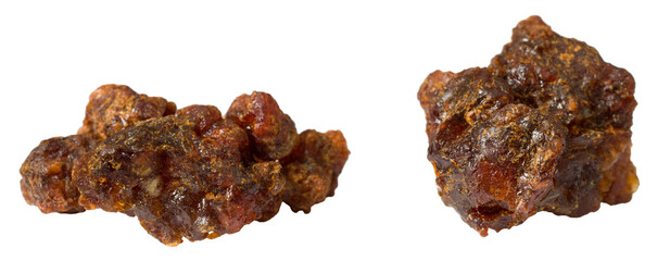 Myrrh resin isolated on white background.