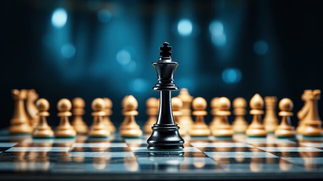 King chess piece standing on a chess board, Generative AI Stock  Illustration