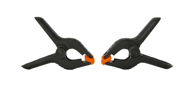 Plastic clamps on a transparent background