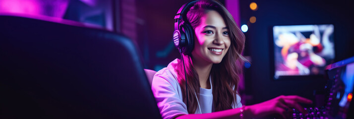 Esports and online gaming: Woman live streaming her video game session