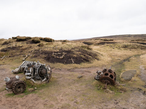 Engine wreckage from Boeing RB-29A Superfortress that crashed on Bleaklow, Peak District, UK