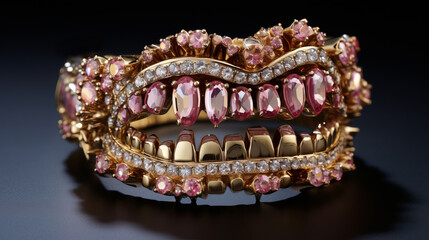 pink diamond and gold teeth