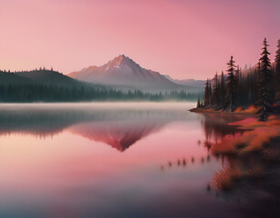 Tranquil Lake at Dawn: Awe-Inspiring Alpine Beauty