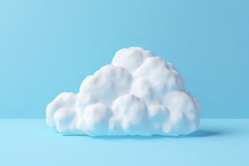 3D Render Cloud on Blue Background. Created Generative Ai