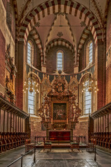 the chancel and altar in  St. Bendt's Church in Ringsted