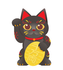 黒色招き猫のイラスト