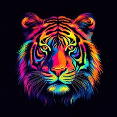 Portrait of an colorful tiger illustration design made with generative ai technology