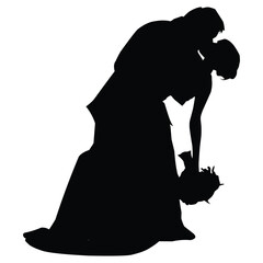 romantic couple silhouette. silhouette of couple at wedding