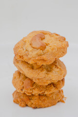 cookies with  mango seeds. Healthy snack concept. Sweet dessert. Close up image.on white background.