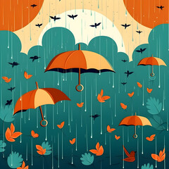 Rainy season banner background illustration 