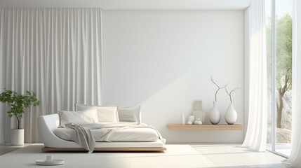 Modern Simplicity: Minimalist White Curtains Creating a Clean and Sleek Aesthetic in a Contemporary Space 