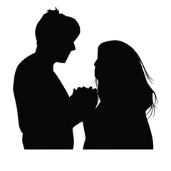 romantic couple silhouette. silhouette of couple at wedding