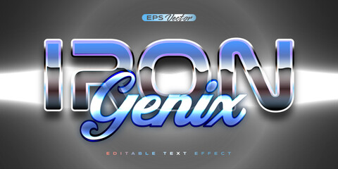 Old School 80s irongenix retro futuristic shiny metallic editable text effect