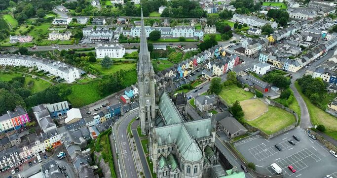 Fantastic view of St Colman's Cathedral in Cobh, Ireland