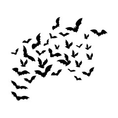 Fototapeta na wymiar flying bat silhouette. flock of bats. Halloween vector illustration