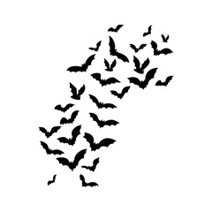 flying bat silhouette. flock of bats. Halloween vector illustration