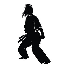 martial arts movement silhouette. vector image