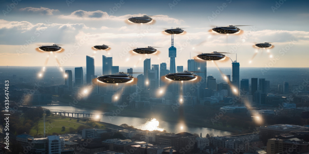 Aufkleber ufo attacking the planet - generative ai