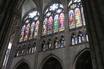 Gothic Basilica of Saint-Denis. Interior details.