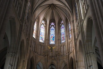 Fototapeta premium Gothic Basilica of Sainte-Clothilde, Paris. Interior details.