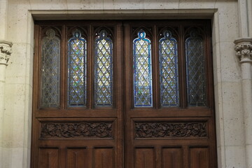 Gothic Basilica of Sainte-Clothilde, Paris. Interior details.