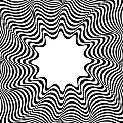 3D Illusion in Abstract Op Art Wavy Lines Pattern.