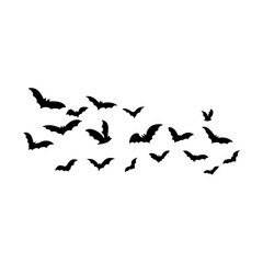 Halloween flying bats. Decoration element from scattered silhouettes. 