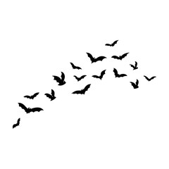 Halloween flying bats. Decoration element from scattered silhouettes. 