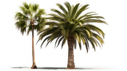 High-definition collection of queen palm tree isolated on a white background