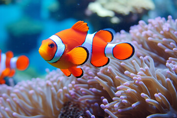 Anemone fish on coral reef