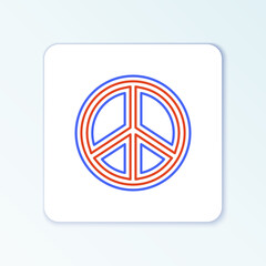 Line Peace icon isolated on white background. Hippie symbol of peace. Colorful outline concept. Vector