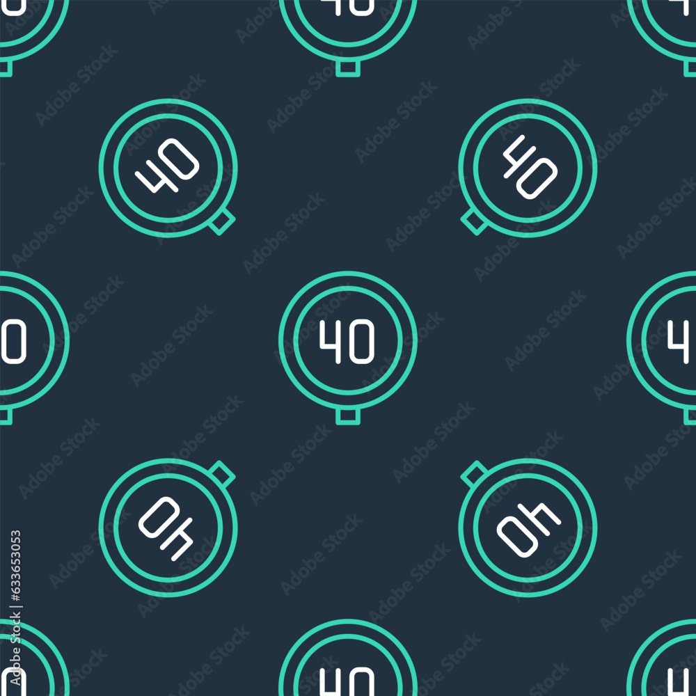 Poster line speed limit traffic sign 40 km icon isolated seamless pattern on black background. vector