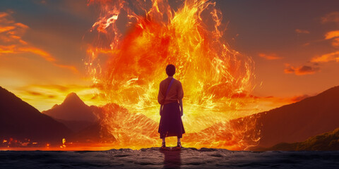 Fototapeta premium People experience with fire - Generative AI