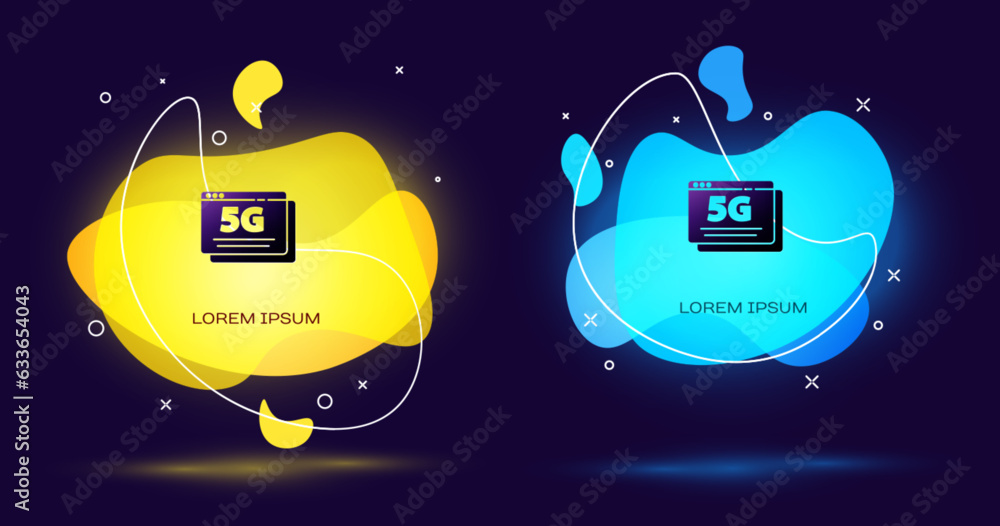 Poster black 5g new wireless internet wifi connection icon isolated on black background. global network hig