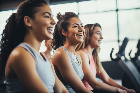 Cheerful women relaxing during a workout session