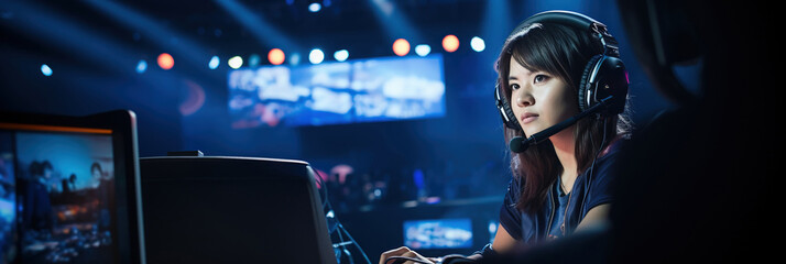 Esports and online gaming: Woman live streaming her video game session