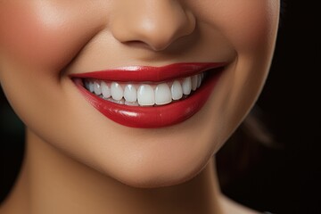 woman with perfect white teeth - closeup created using generative AI tools
