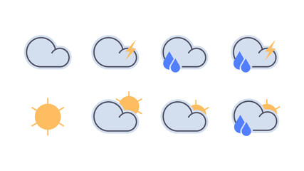 set of weather icon design minimalistic and modern style, for app creation elements about weather information