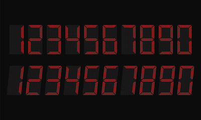 Fototapeta premium Electronic figures. Digital glowing numbers. LCD numbers for a electronic devices. Vector illustration.