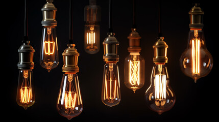 Fototapeta na wymiar Set of retro lamps of Edisson. 